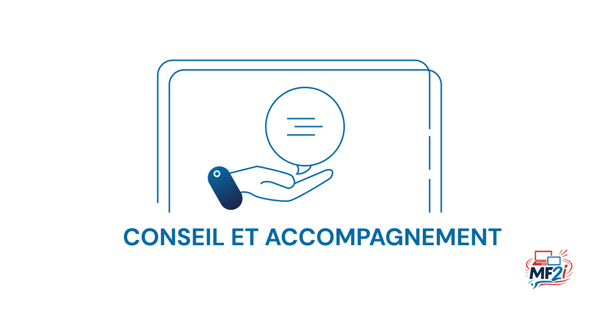 Illustration pour le thème du conseil et accompagnement avec une bulle au-dessus d'une main