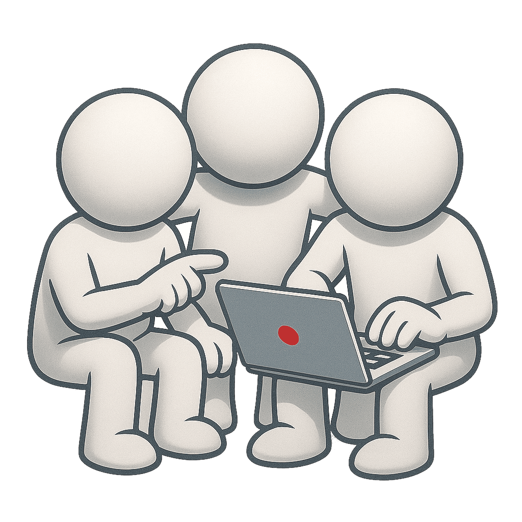 Groupe de bonshommes surfant sur le web depuis un ordinateur portable